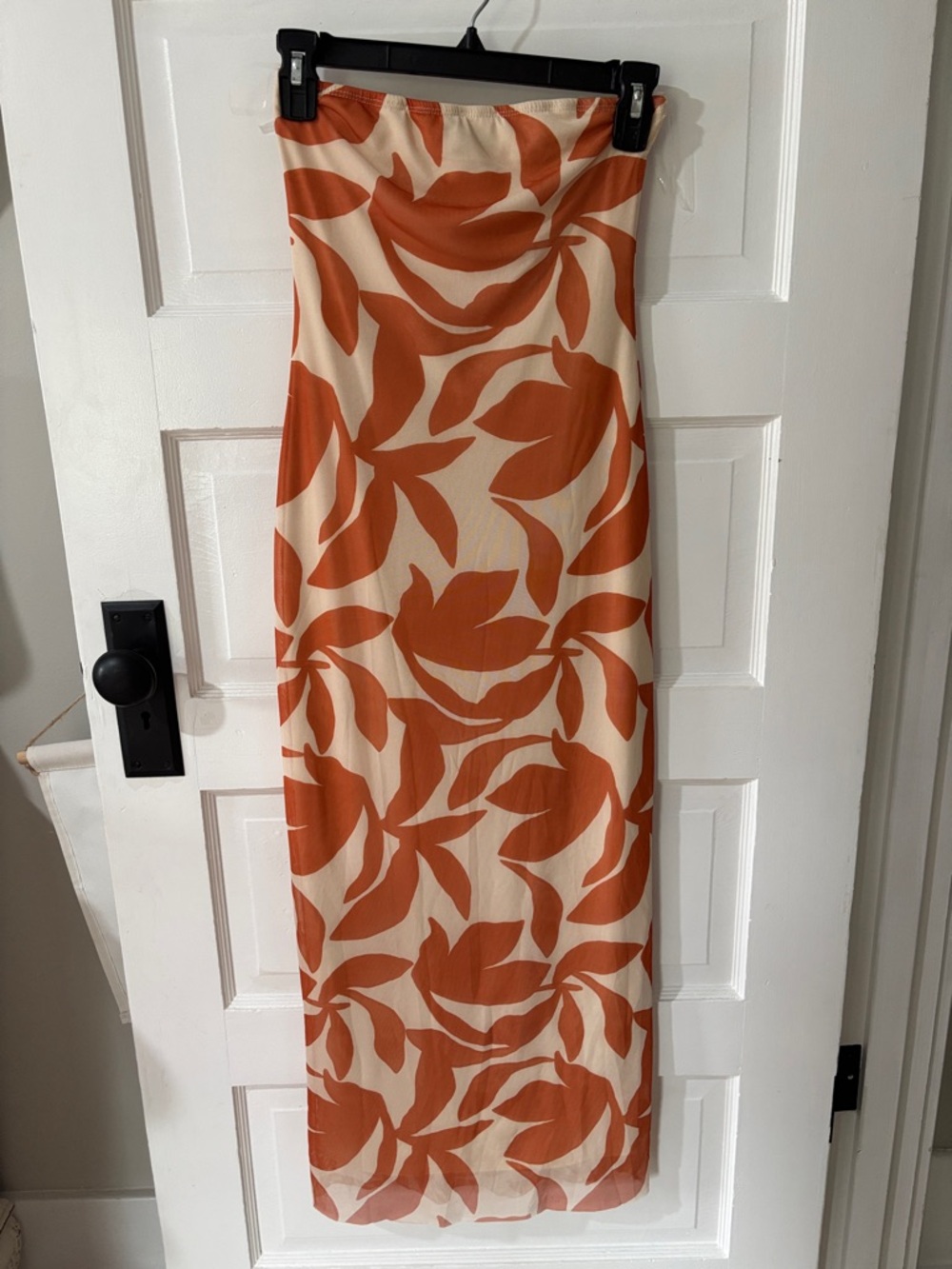 See You Monday Strapless Maxi Dress in Cream and Burnt Orange Floral